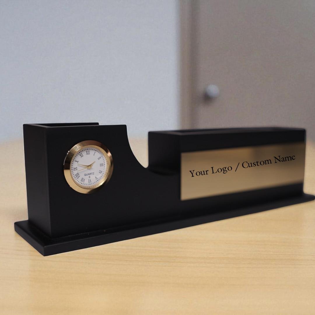 Customized Pen Stand with Clock with big size
