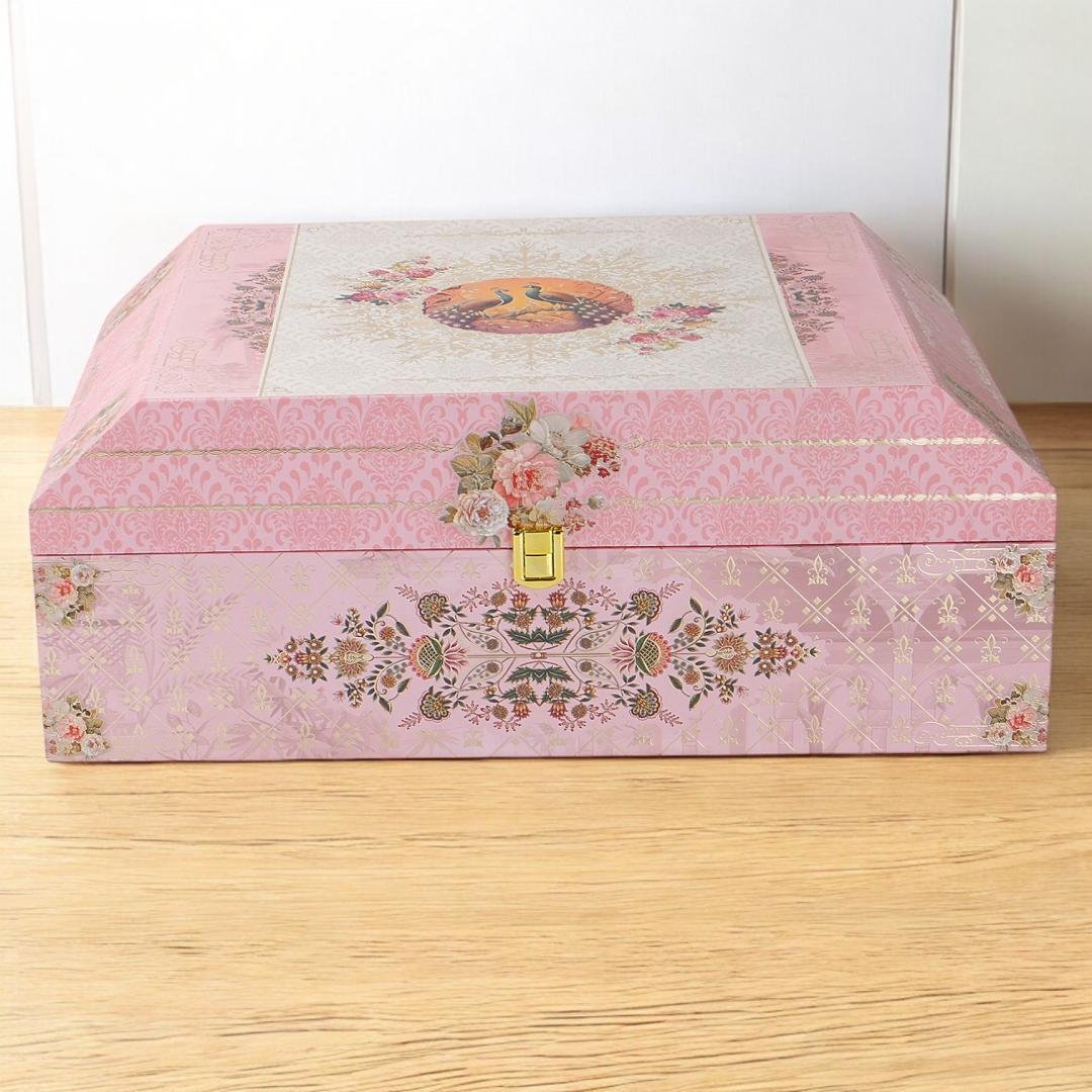 Luxury Wooden Gift Box – 3 Jars & 12 Cavities for Sweets & Dry Fruits