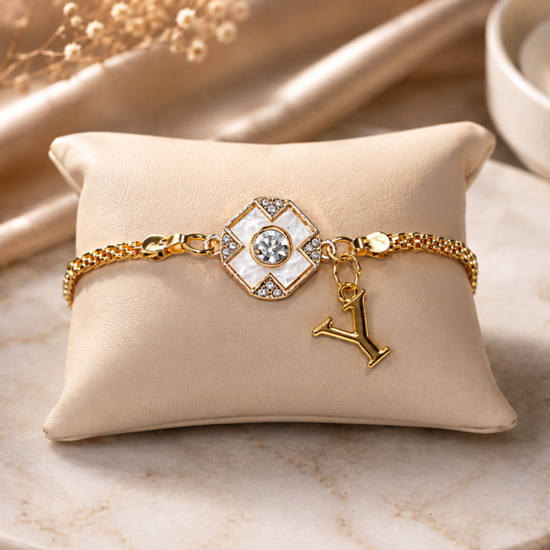 Personalized Golden Chain Rakhi with Initial