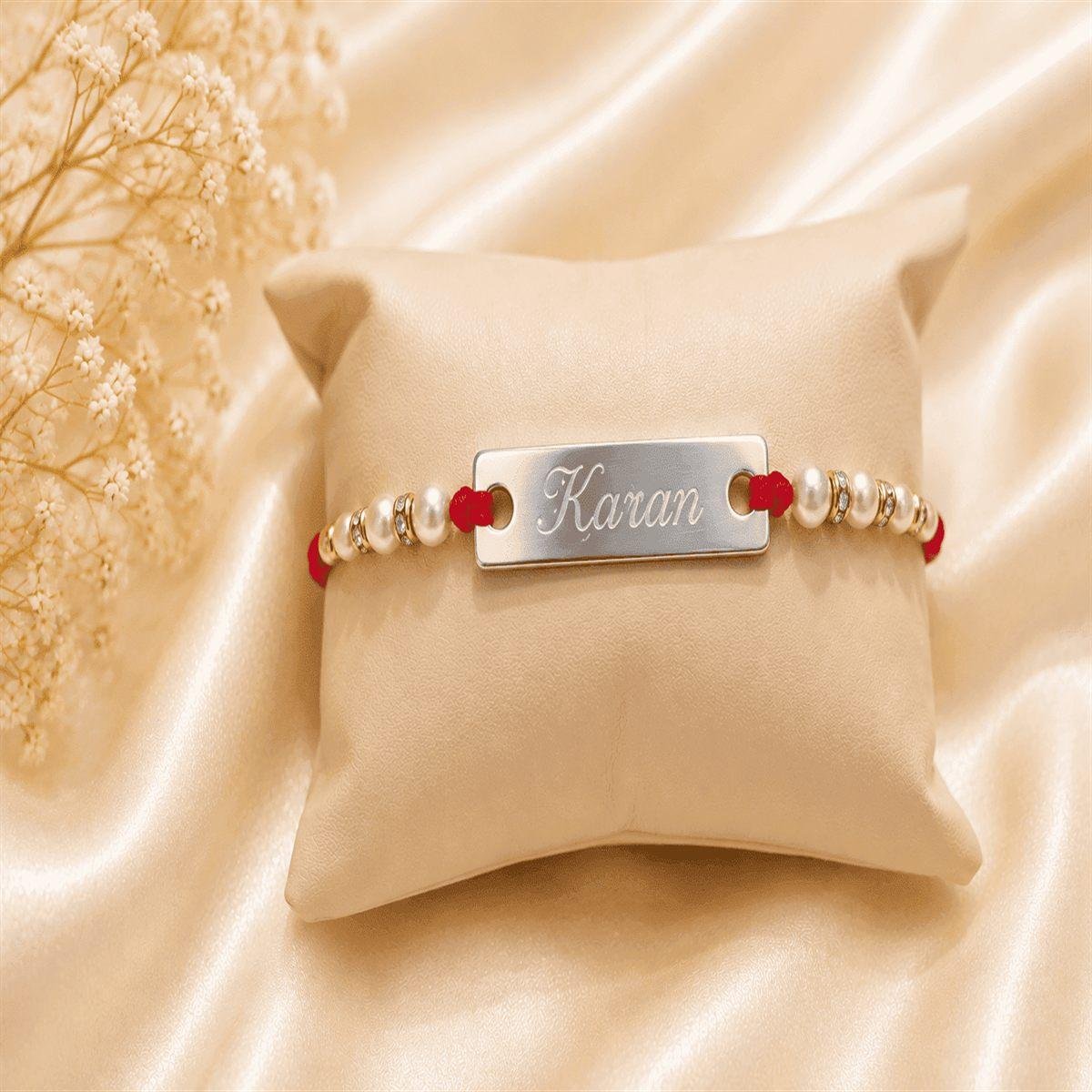 Personalized Pearl Name Rakhi for Brother