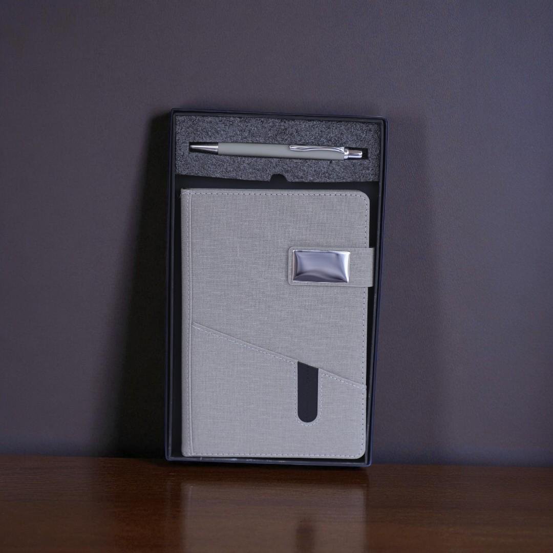 Prestige Writing Combo – Engraved Pen & Diary with Logo